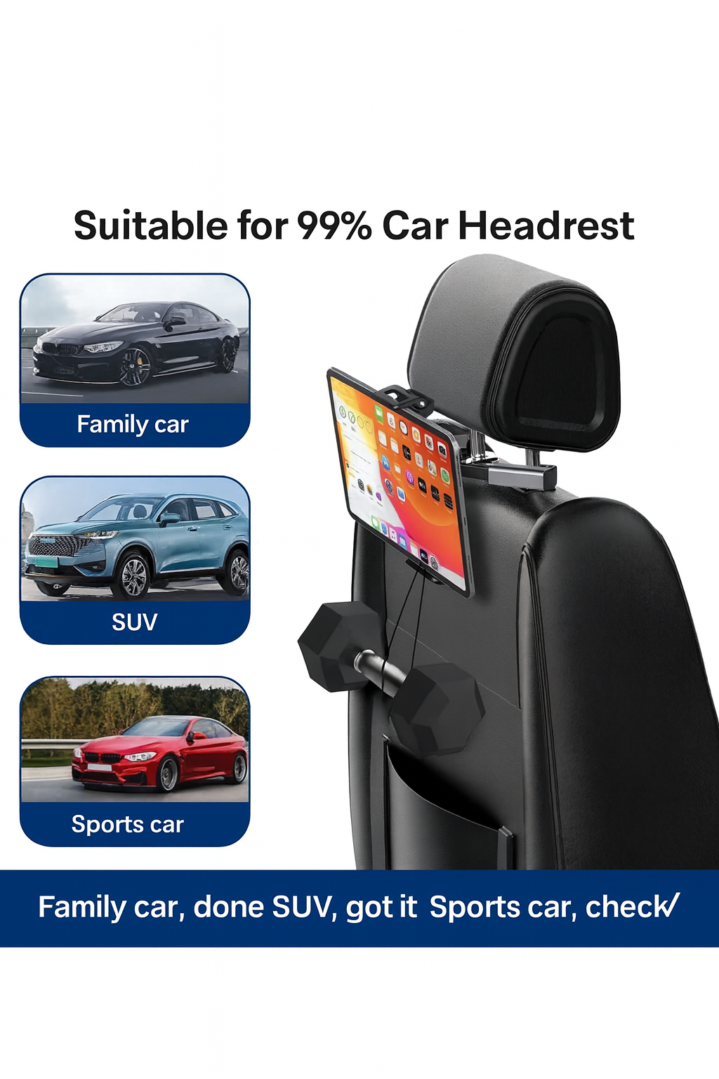 Car Headrest Phone/Tablet/iPad Holder